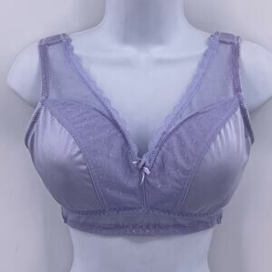 Rhonda Shear Sz M Wireless Bra Pull Over Purple Retro Pin Up Removable Pads #676